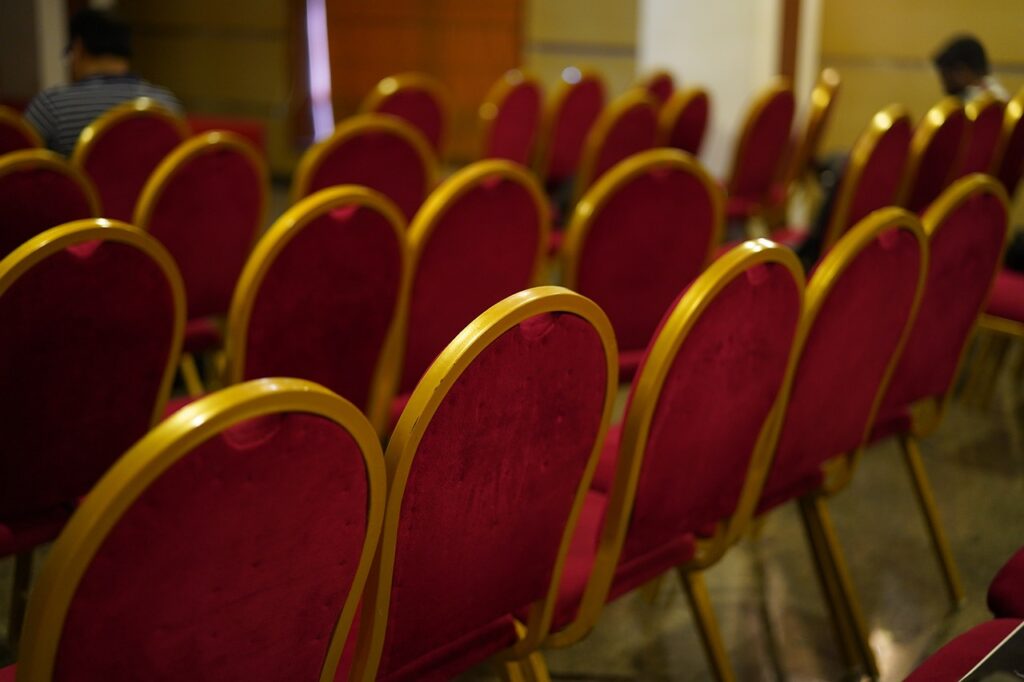 convention center, chair, seminar